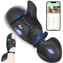 4-in-1 mannelijke masturbator/vibrator met app-bediening, verstelbare stroker en penisring, 10 standen, handsfree trainer voor mannen