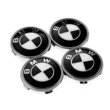 Mango – KIT 7 Embleme BMW Logo Schwarz Grau Motorhaube 82 mm + Heckklappe 74 mm + Lenkrad + 4 Radnaben 68 mm