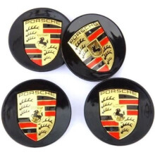4 x 76 mm wieldoppen, naafdoppen voor Porsche standaard, zwart ABS