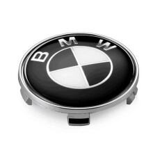 4 x Καπάκια Κεντρικού Τροχού BMW Classic με Μαύρο Λογότυπο, Διάμετρος 68 mm, Καινούργι
