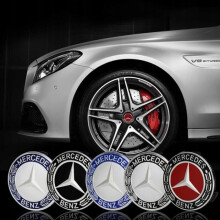 juxinchang - 4x 75MM CE AMG Silberne Original-Logo-Radnabenkappen für Mercedes-Benz