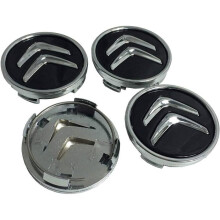 4-teilige Radnabenkappen für Citroën 60 mm C1 C2 C3 C4 C5, Radnabenkappen aus ABS-Aluminium, Schwarz
