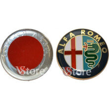 2x Alfa Romeo Emblem-Zierelemente, Gold, 74 mm Logo, Motorhaube vorne, Heck, Gold Emblem 147 156 159 Brera Mito, Metall[47]