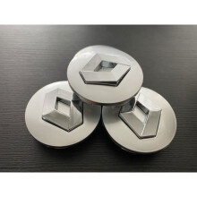 4x Wielnaafdoppen voor Renault, grijs, 57 mm, met embleemlogo voor velg