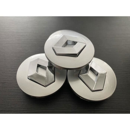 4x Καπάκια Κεντρικού Τροχού για Renault, Γκρι, 57mm, Ζάντα με Λογότυπο και Έμβλημα 1