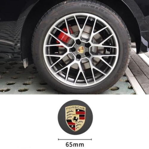 4 coprimozzi per cerchi Porsche Macan da 65 mm grigi con logo 1