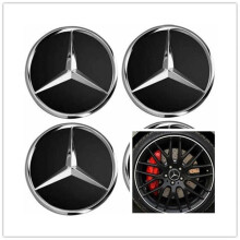 4X Emblem Vanteen Keskikapselit Vanteenkapselit Mercedes 60 mm Musta Logo