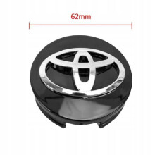 BEQ - 4 x 62 mm mustat TOYOTA-logolla varustetut pyöränkapselit keskiöön ja tunnukseen