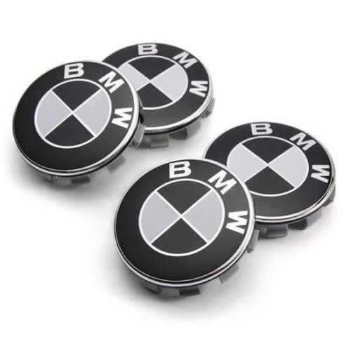 Καπάκια κεντρικού τροχού x4 68mm Μαύρο Λευκό Καπάκι ζαντών με έμβλημα BMW, αρ. αναφ