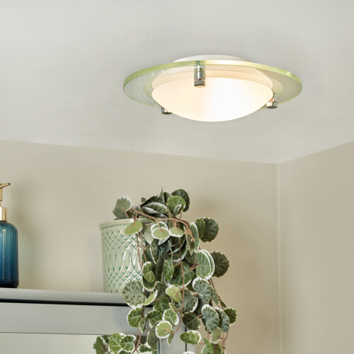 Litecraft Flush Bathroom Ceiling Light - Frosted 1