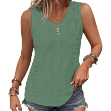 Womens U Neck Tank Tops Summer Sleeveless Loose-dark green XL