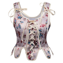 Floral Bodyshaper Bustier for Retro Theme Party Stage-Red XXL