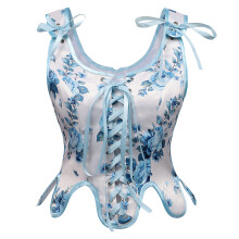 Floral Bodyshaper Bustier for Retro Theme Party Stage-Blue S