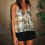 Sparkly Sequins Vest Sheer Mesh Beaded Spaghetti-black gold M 7