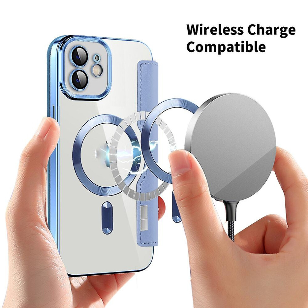 Compatible Iphone 13 Pro Shield Magsafe Rfid Anti-Theft Rhombus Leather Phone Case:dark Blue 8375701228148