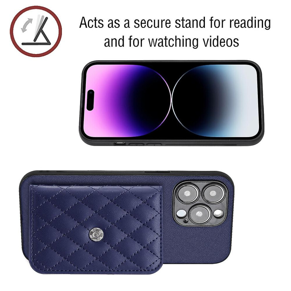 Compatible Iphone 12 Mini Rhombic Texture Card Bag Rfid Phone Case With Long Lanyard:dark Purple 6421300249519