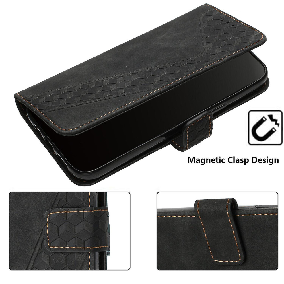 Iphone 13 Case, Pu Leather Flip Cover Magnetic Clasp Design Wallet Card Slots Stand Case: Black 6421300249137