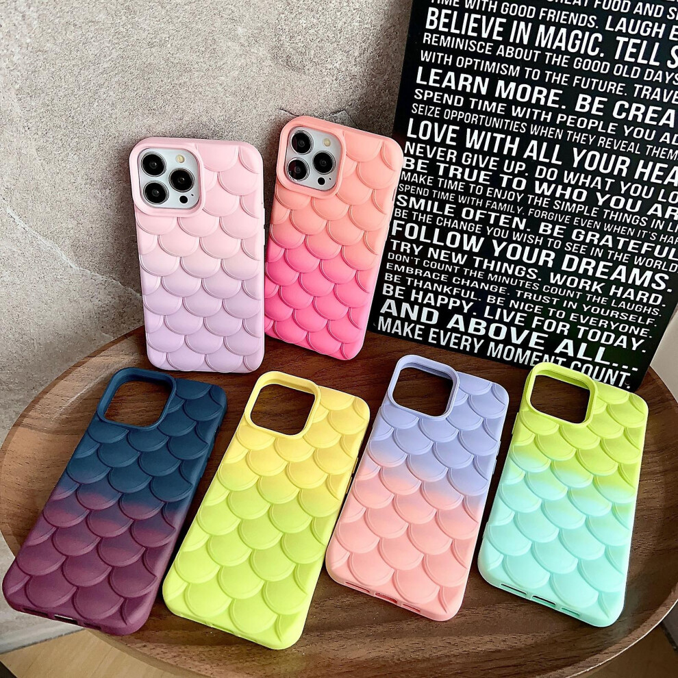 Compatible Iphone 12 Pro Gradient Mermaid Scale Skin Feel Phone Case:purple Pink 7634938129262