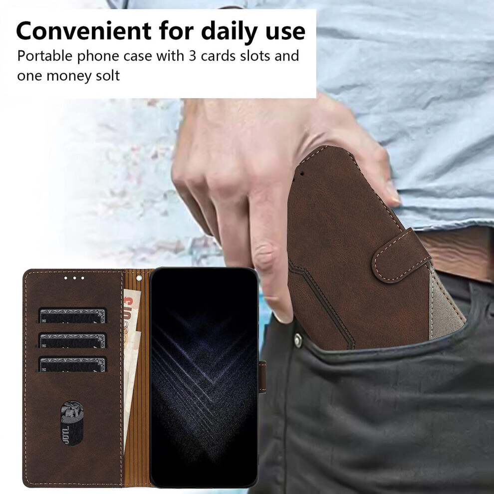 Leather Magnetic Clasp Case With Flip Wallet Stand Function Cover Compatible Samsung S22: Brown 6421300249649