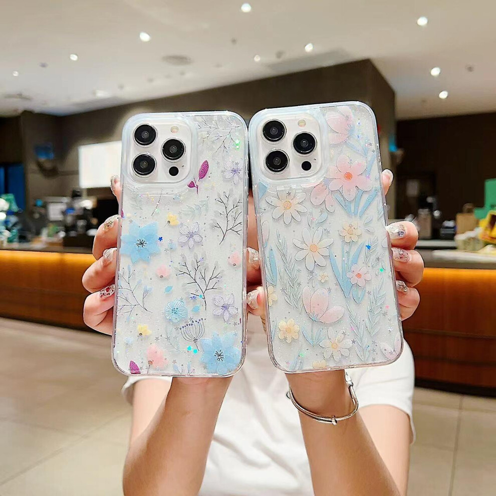 Compatible Iphone 13 Pro Fresh Small Floral Phone Case Drop Glue Protective Cover:floral Pink 3012855353290