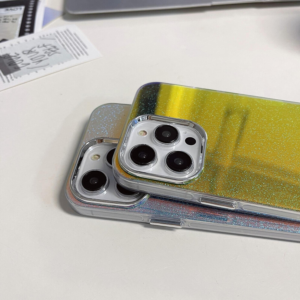 Compatible Iphone 15 Pro Electroplated Frame Imd Glitter Powder Phone Case: Purple 8375701228216