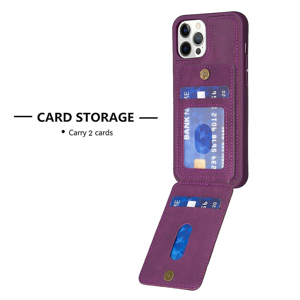 Compatible Iphone 15 Pro Frosted Card Bag Phone Case With Holder:dark Purple 4906754171705