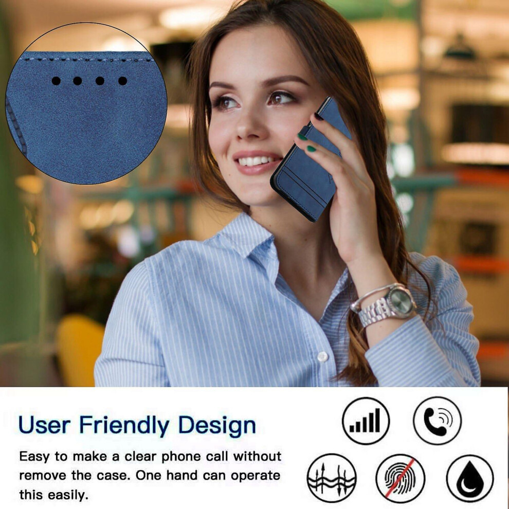 Leather Magnetic Closure Case With Flip Wallet Stand Function Cover Compatible Oppo Realme 7I: Blue 6421300249199