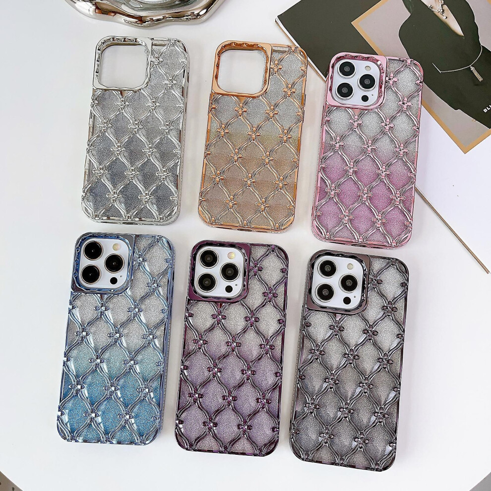 Compatible Iphone 13 Star Flower Electroplated Tpu Phone Case With Gradient Glitter Paper: Pink 4906754171651