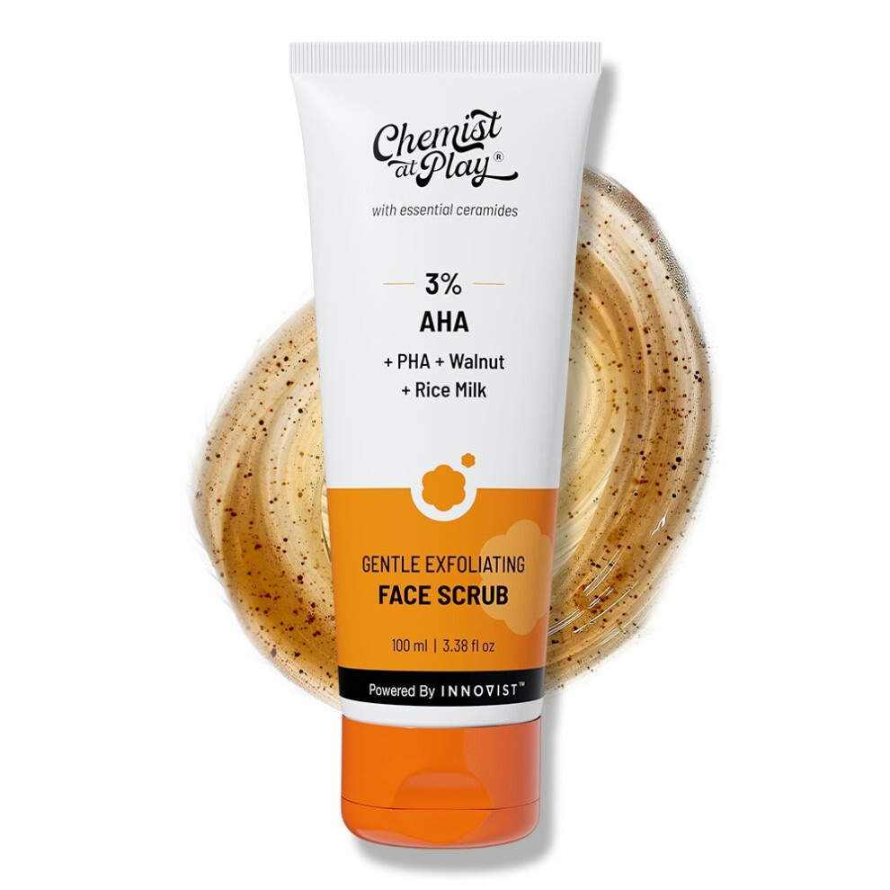 Chemist at Play Gentle Exfoliating Face Scrub | Glowing Skin Scrub, Pore Cleansing Scrub, Skincare Exfoliator - 100ml