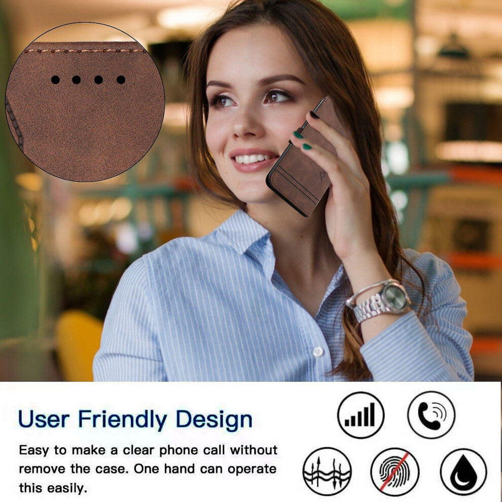 Leather Magnetic Closure Case With Flip Wallet Stand Function Cover Compatible Oppo Realme 7I: Brown 6421300249205