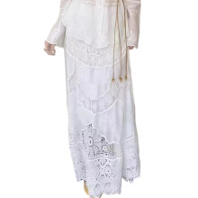 Korean Styles Lace Detail Cotton Skirt Flared-White os