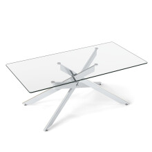Mesa de centro rectangular de cristal templado, 120 x 60 cm