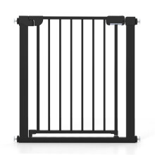 Puerta de escalera sin taladro, 75-82 cm, cierre automático, color negro
