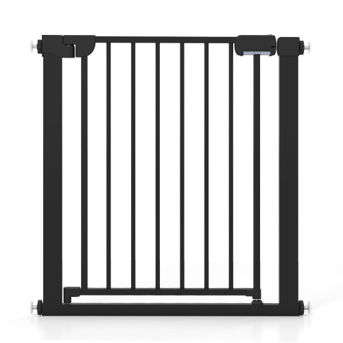 Puerta de escalera sin taladro, 75-82 cm, cierre automático, color negro