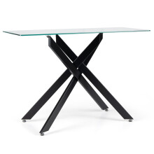 Mesa consola de vidrio, tablero de vidrio templado, patas de metal