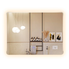 Espejo de baño LED con luces de 3 colores, antivaho, 80x60 cm