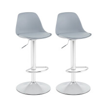 Juego de 2 taburetes de bar ajustables y giratorios de 360 grados, color gris
