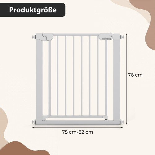 Puerta para bebés ajustable, sin taladros, 75-82 cm, cierre automático 1