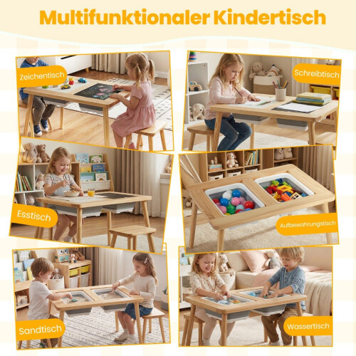 Kinderaktivitätstisch mit 2 Hockern und doppelseitigen Spielbrettern 2