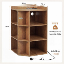 Eckregal mit Ladestation, 9 Regalböden, 2 USB-Anschlüsse, 4 Steckdosen