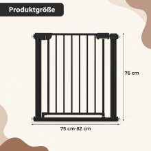 Treppenschutzgitter, bohrfrei, 75-82 cm, mit automatischer Schließfunktion, schwarz