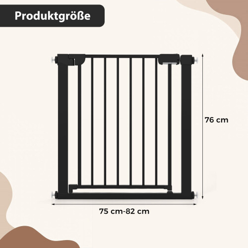 Puerta de escalera sin taladro, 75-82 cm, cierre automático, color negro 1