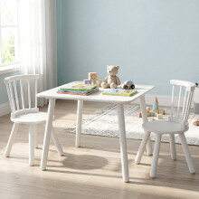 Kindertisch- und 2-Stuhl-Set, Weiß, Holz, ergonomisches Design
