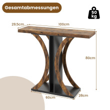 Industrieller Konsolentisch mit geometrischem Metallgestell, Braun