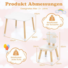 Blumenförmiges Kindertischset mit 2 Stühlen, Weiß