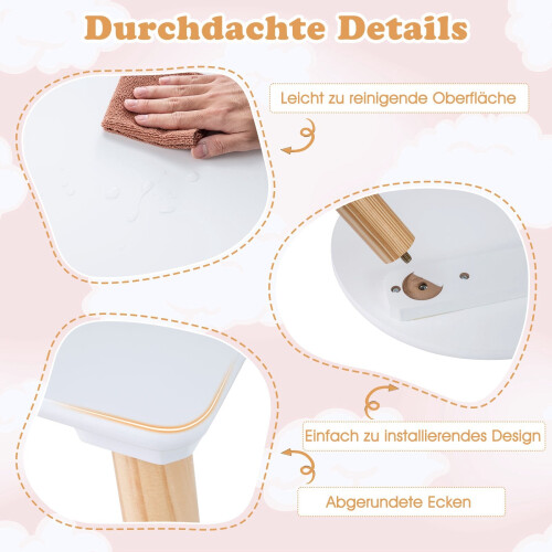 Blumenförmiges Kindertischset mit 2 Stühlen, Weiß 2