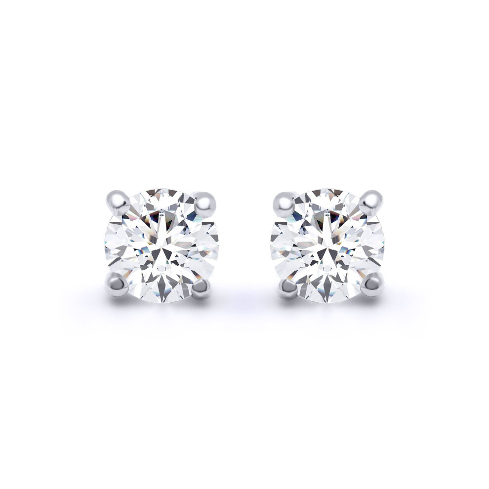 Jewelco London 18Ct White Gold Round Brilliant Lab Grown Diamond Solitaire Stud Earrings, 1.00Ct - Lab18e005-100 White,Gold