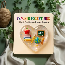 Teacher Pocket Hug Card - Heart-shaped Teaching Tool Statue with Emotional Encouragement Card, Graduation Season Thank You Card