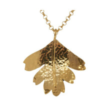 Claire Hawley Handcrafted Sterling Silver & Gold Vermeil Hawthorn Leaf Pendant