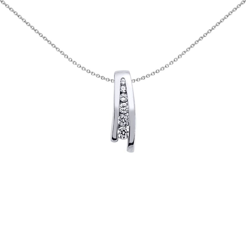 Jewelco London Ladies Sterling Silver Cubic Zirconia Split Eternity Charm Necklace - Gvp134